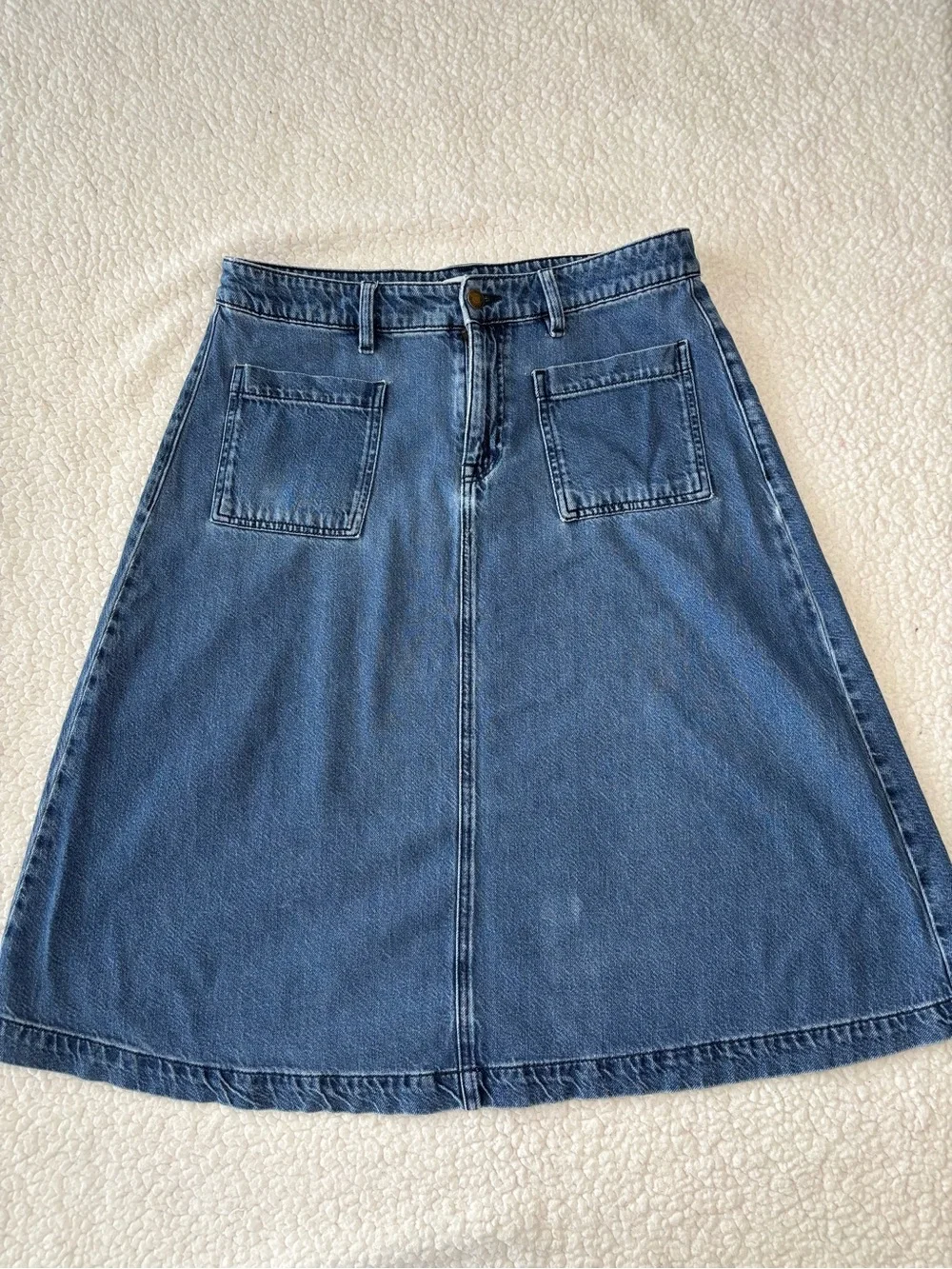 Vintage 90s Liz Claiborne Patch Pocket Denim A-Line Midi Skirt size 10